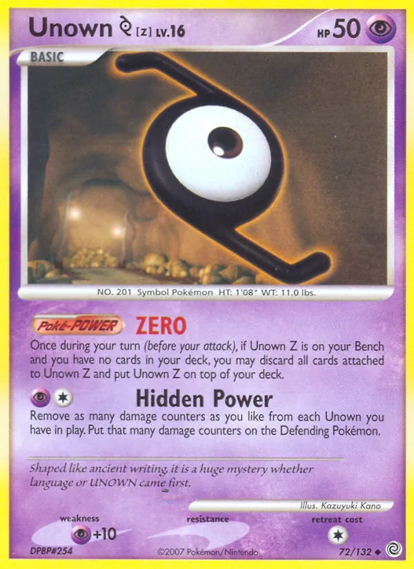 Unown Z 72/132 Secret Wonders