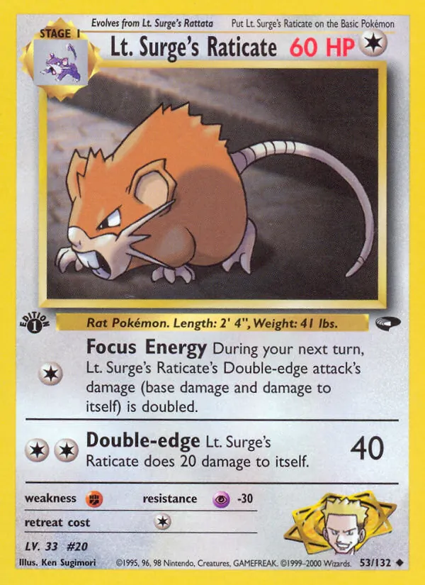 Lt. Surge's Raticate 53/132 Gym Challenge