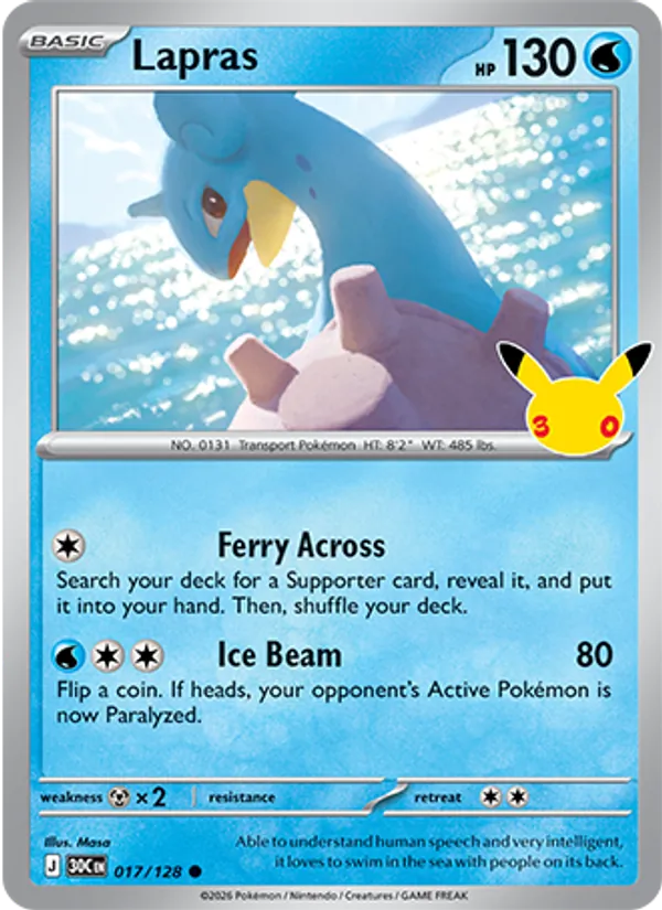 Lapras 017/128 30th Celebration