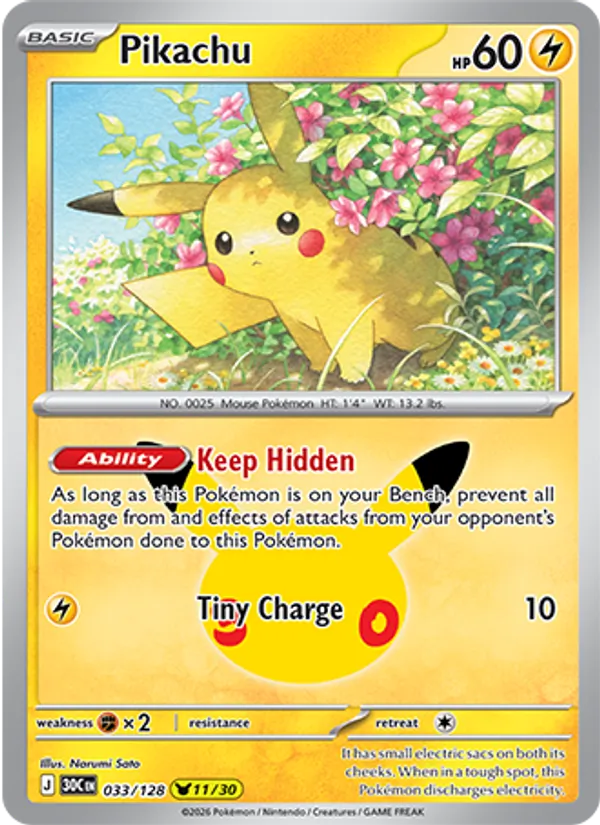 Pikachu 033/128 30th Celebration