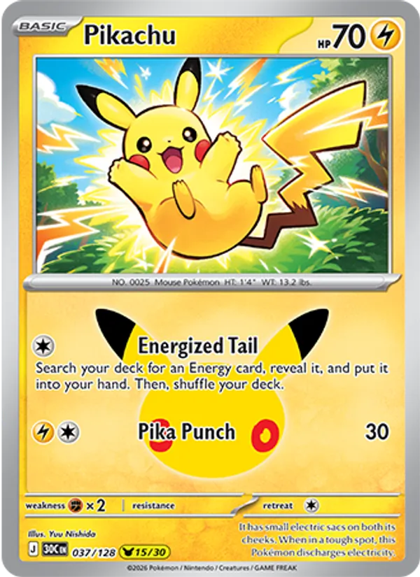 Pikachu 037/128 30th Celebration