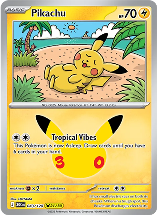 Pikachu 043/128 30th Celebration