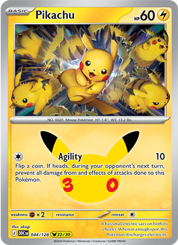 Pikachu 044/128 30th Celebration