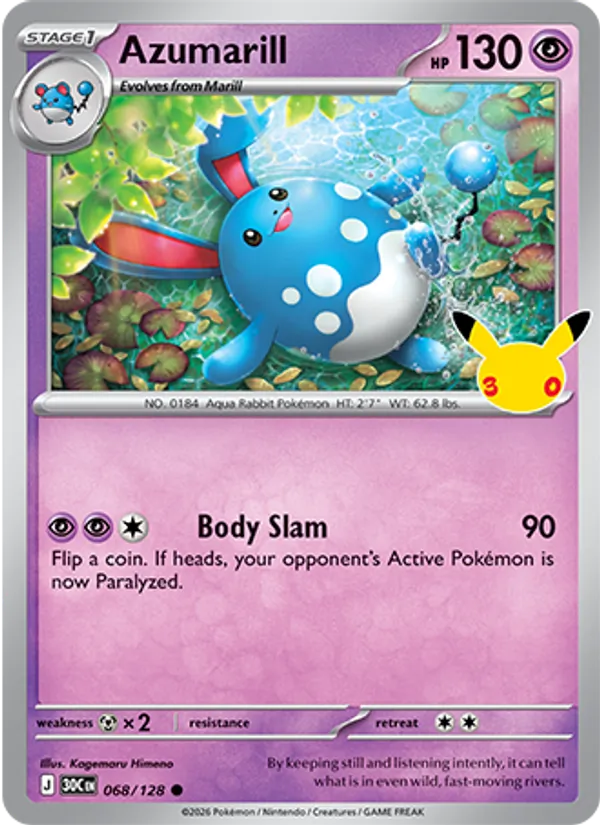 Azumarill 068/128 30th Celebration