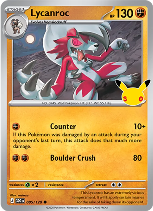 Lycanroc 085/128 30th Celebration
