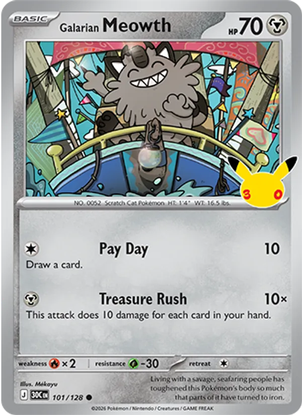 Galarian Meowth 101/128 30th Celebration
