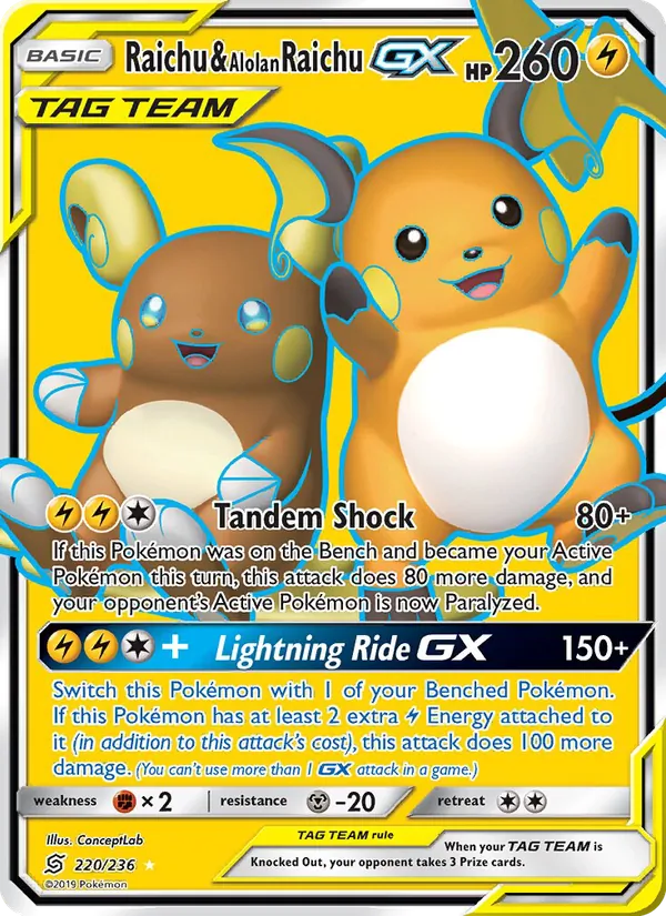 Raichu & Alolan Raichu GX 220/236 Unified Minds