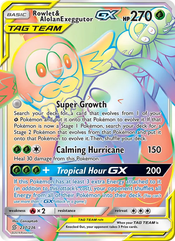 Rowlet & Alolan Exeggutor GX 237/236 Unified Minds