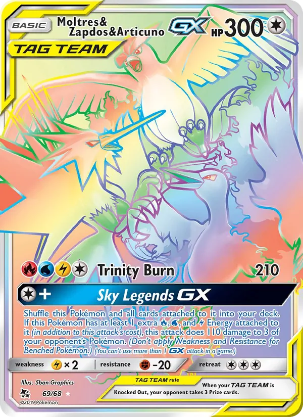 Moltres & Zapdos & Articuno GX 69/68 Hidden Fates