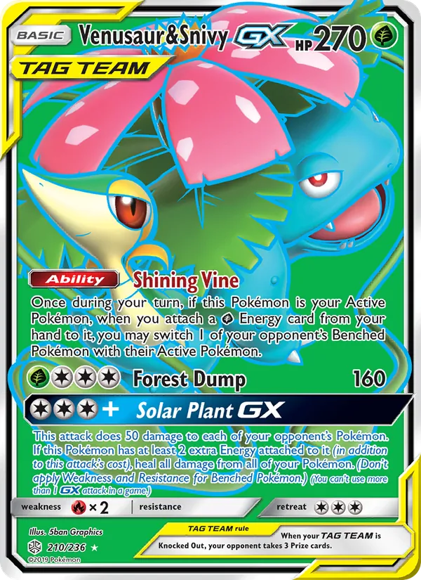 Venusaur & Snivy GX 210/236 Cosmic Eclipse