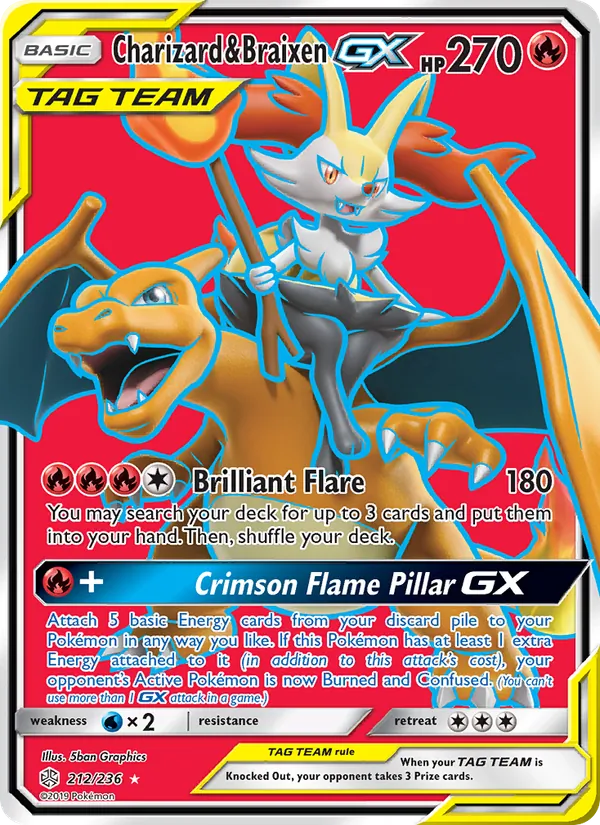 Charizard & Braixen GX 212/236 Cosmic Eclipse