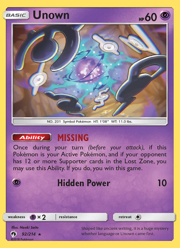 Unown 92/214 Lost Thunder