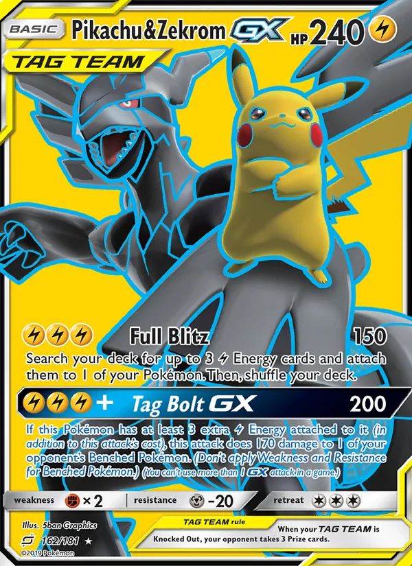 Pikachu & Zekrom GX 162/181 Team Up