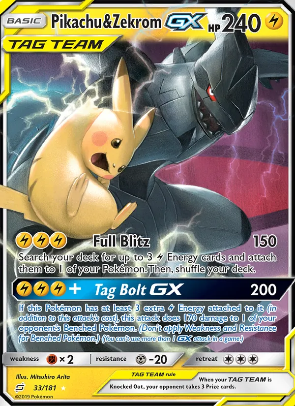 Pikachu & Zekrom GX 33/181 Team Up