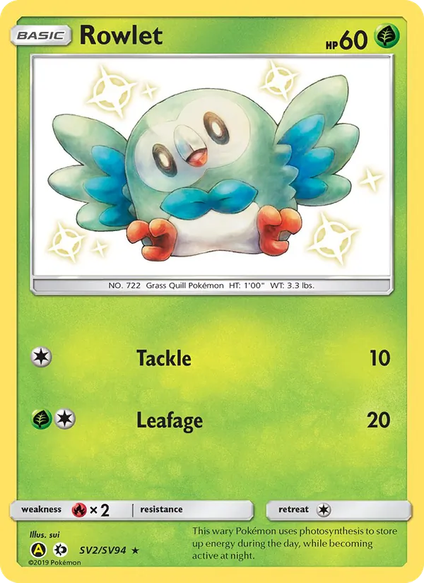 Rowlet SV2 Hidden Fates Shiny Vault