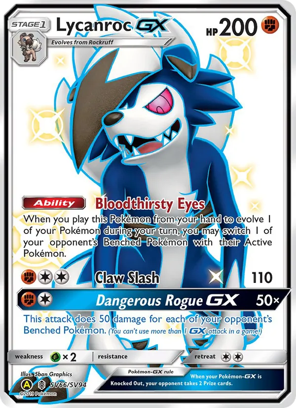 Lycanroc-GX SV66 Hidden Fates Shiny Vault