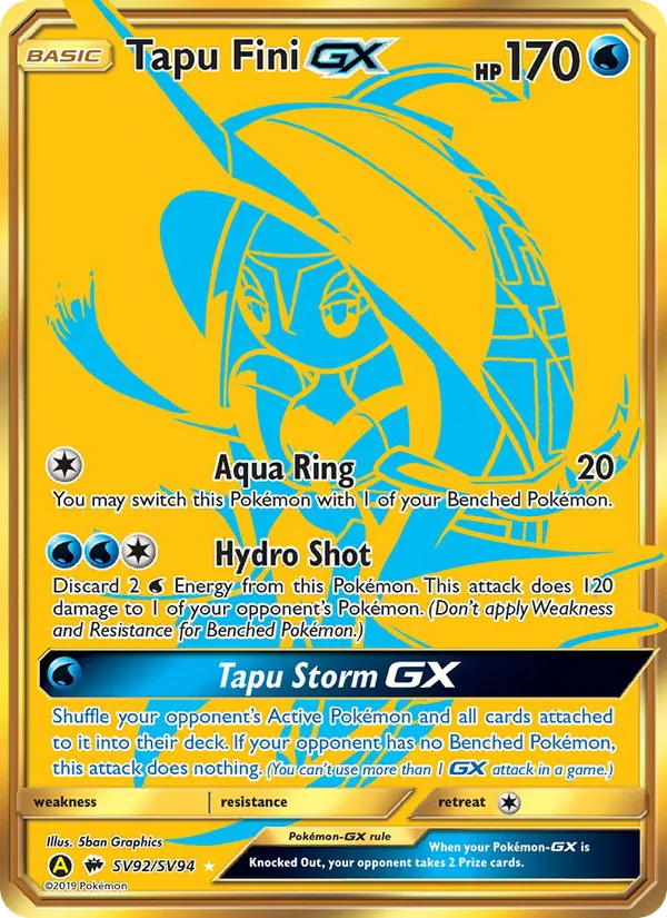 Tapu Fini-GX SV92 Hidden Fates Shiny Vault