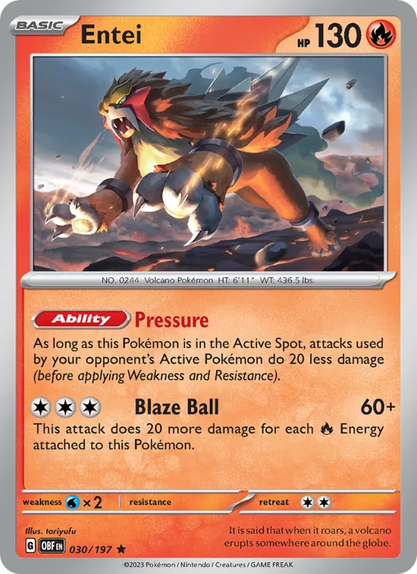 Entei 030/197 Obsidian Flames