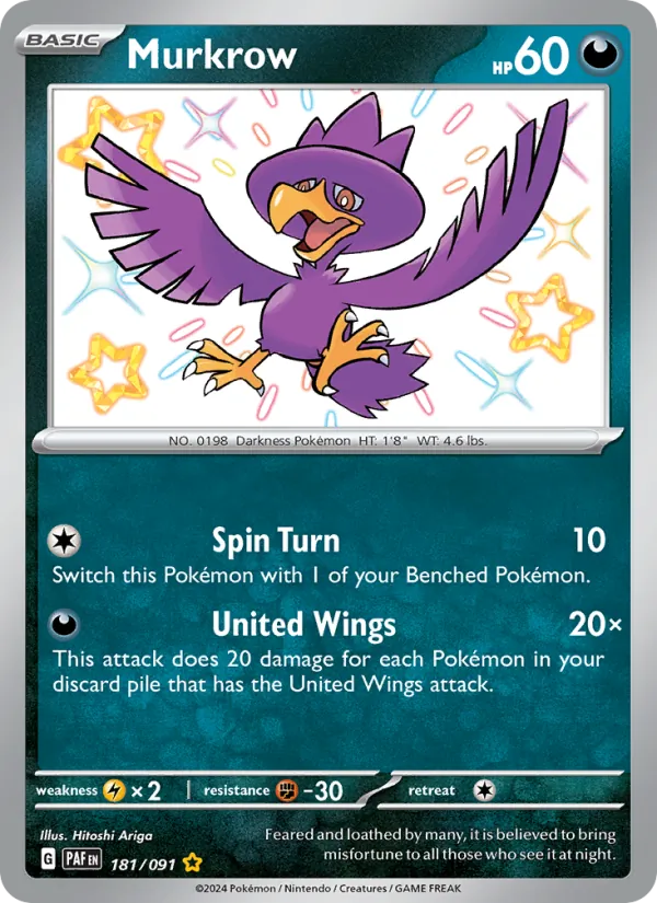 Murkrow 181/91 Paldean Fates