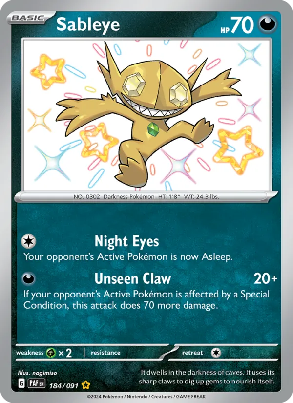 Sableye 184/91 Paldean Fates
