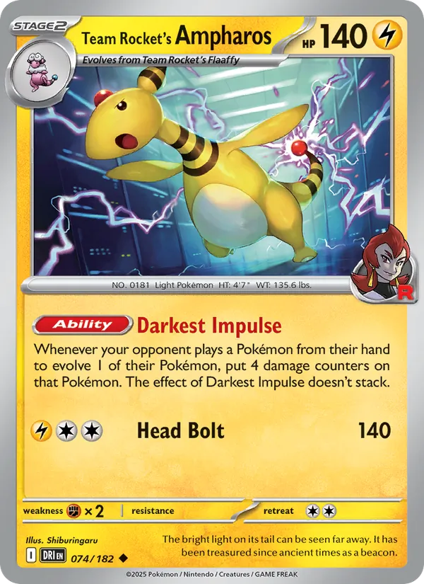 Team Rocket's Ampharos 074/182 Destined Rivals