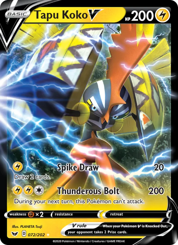 Tapu Koko V 72/202 Sword & Shield