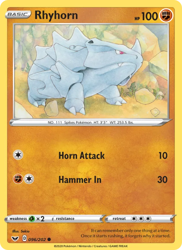 Rhyhorn 96/202 Sword & Shield