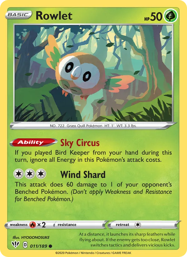 Rowlet 11/189 Darkness Ablaze