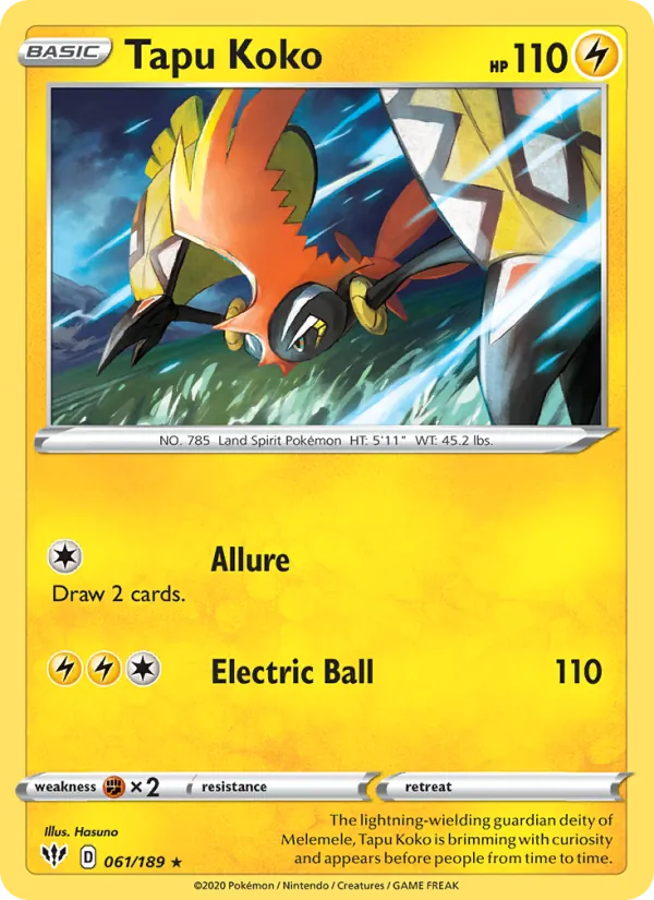 Tapu Koko 61/189 Darkness Ablaze