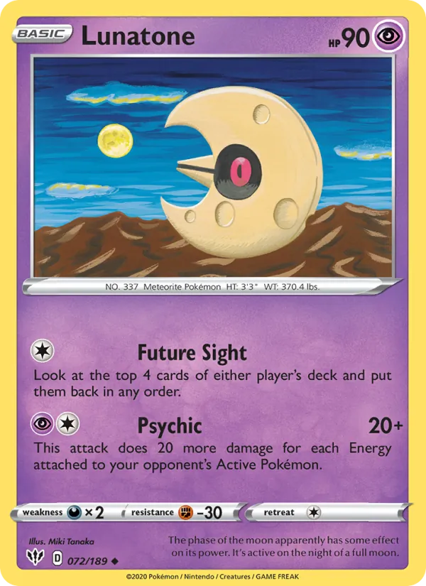 Lunatone 72/189 Darkness Ablaze