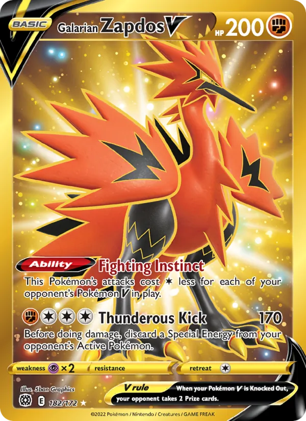 Galarian Zapdos V 182/172 Brilliant Stars